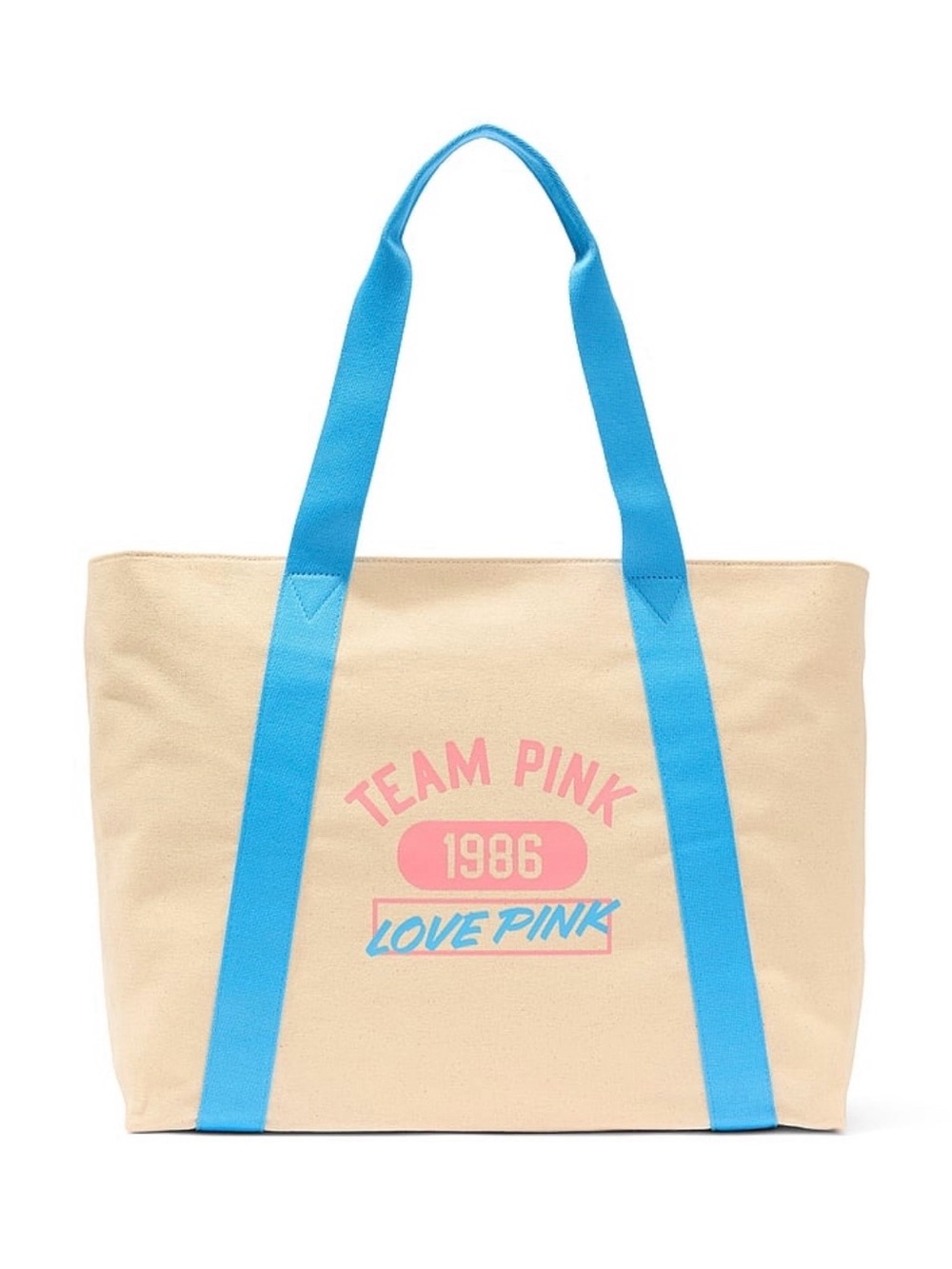 New Blue Cream Team Pink Victoria’s Secret Canvas Tote Bag Purse